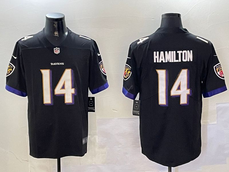 Men Baltimore Ravens #14 Hamilton Black Second generation 2024 Nike Limited NFL Jersey style 1->baltimore ravens->NFL Jersey